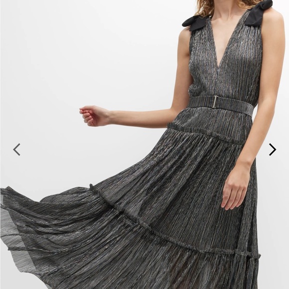 Sabina Musayev Ray Tiered Satin Dress with Bows XS - Picture 2 of 16